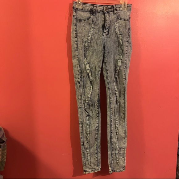 Revolt Jeans Denim - Revolt Women's Distressed Blue Skinny Jeans